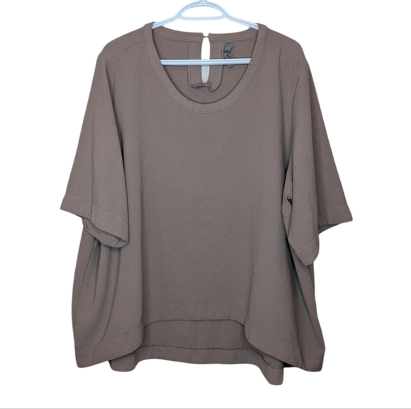 Melissa McCarthy Plus 3X High Lo Scoop Neck Short Sleeve Top Office - Picture 1 of 10